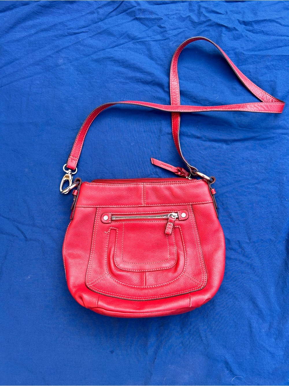Tignanello Red Leather Crossbody Bag - Classic Women's Shoulder Purse